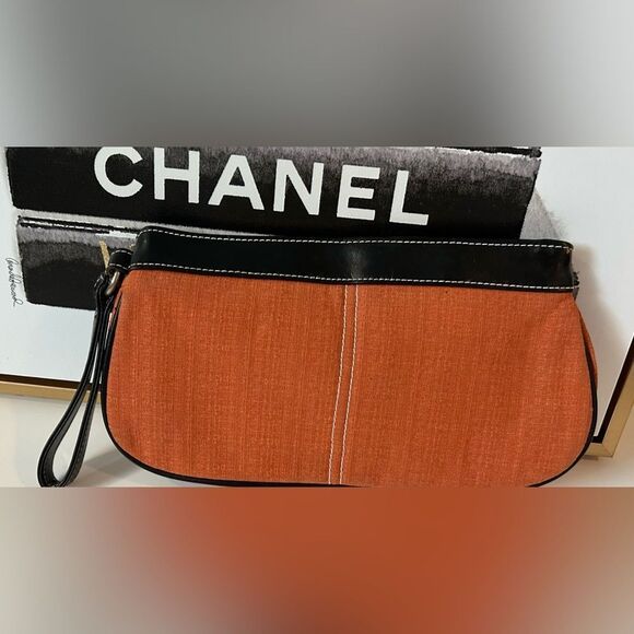 Victoria’s Secret Orange & Black Wristlet Sleek Clutch + Phone Wallet - Picture 3 of 7